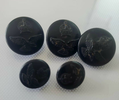 Shank Sewing Buttons, Bakelite, RAAF, Royal Australian Air Force, Vintage, 2.5cm 1.8cm, QTY 5