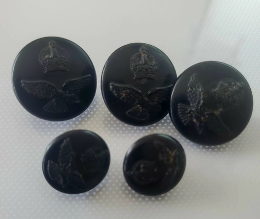 Shank Sewing Buttons, Bakelite, RAAF, Royal Australian Air Force, Vintage, 2.5cm 1.8cm, QTY 5