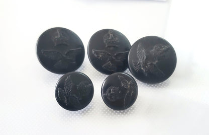Shank Sewing Buttons, Bakelite, RAAF, Royal Australian Air Force, Vintage, 2.5cm 1.8cm, QTY 5