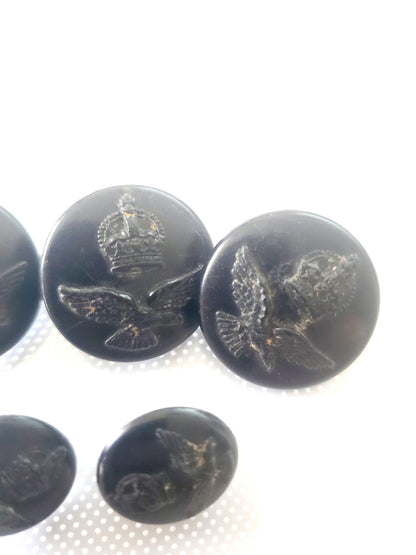 Shank Sewing Buttons, Bakelite, RAAF, Royal Australian Air Force, Vintage, 2.5cm 1.8cm, QTY 5