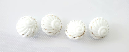 Shank Sewing Buttons, Sizes 20mm, 2cm, Porcelain, with Shell Type Pattern,  QTY 4