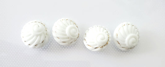 Shank Sewing Buttons, Sizes 20mm, 2cm, Porcelain, with Shell Type Pattern,  QTY 4