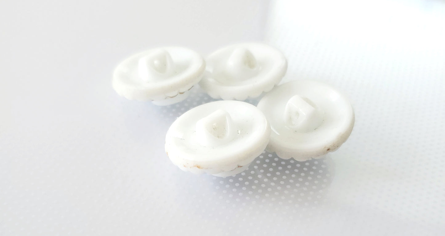 Shank Sewing Buttons, Sizes 20mm, 2cm, Porcelain, with Shell Type Pattern,  QTY 4