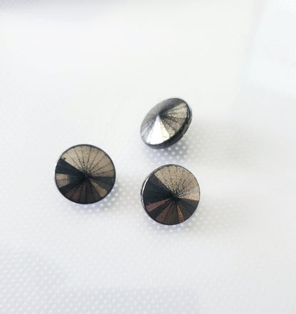 Shank Sewing Buttons, Black, Silver, 13mm, 1.3cm, Plastic, QTY 3