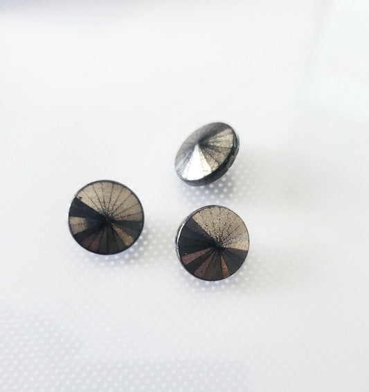 Shank Sewing Buttons, Black, Silver, 13mm, 1.3cm, Plastic, QTY 3