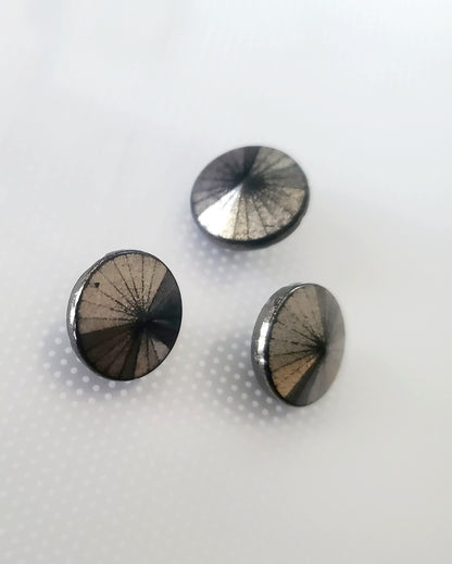 Shank Sewing Buttons, Black, Silver, 13mm, 1.3cm, Plastic, QTY 3