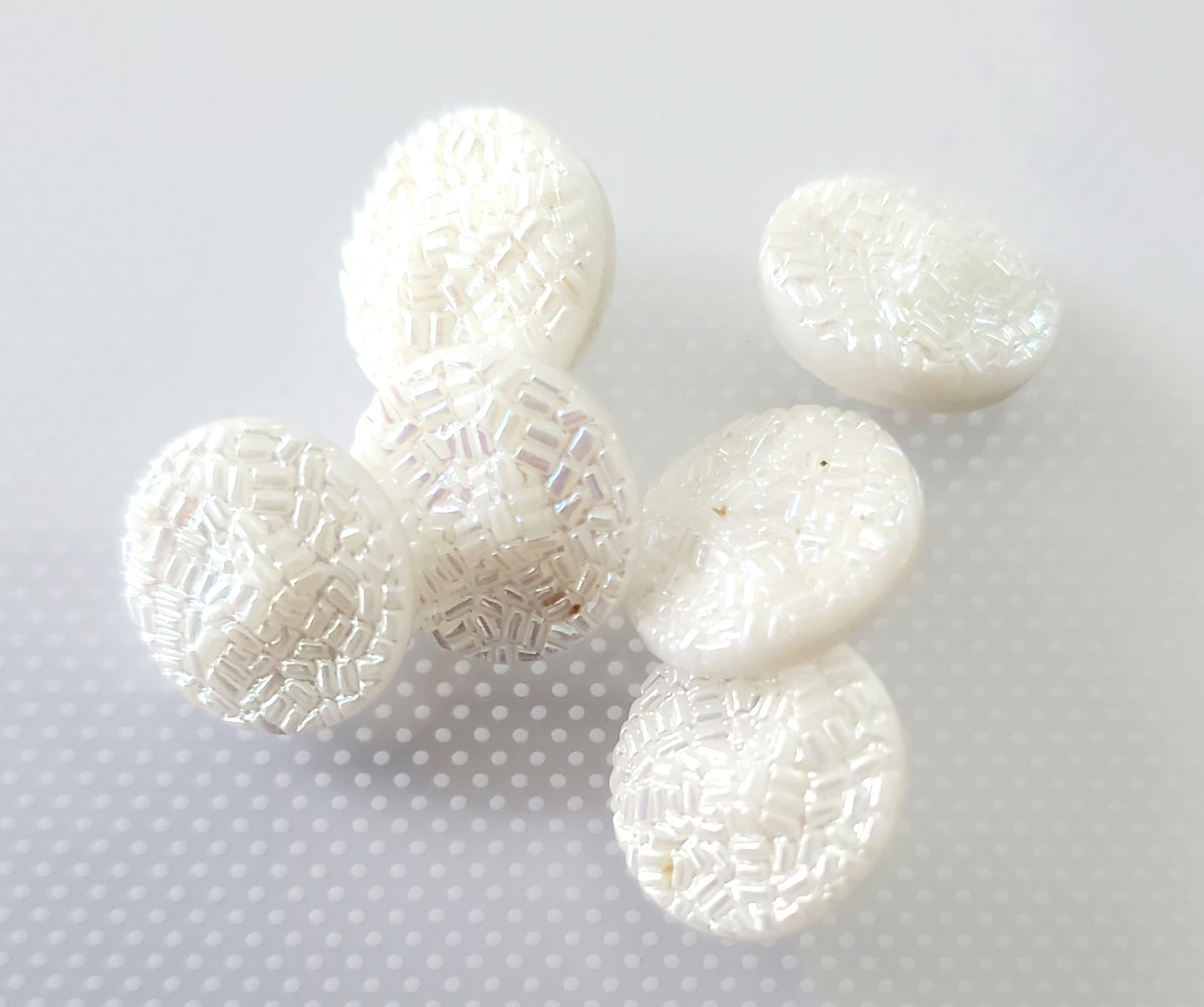 Shank Sewing Buttons, 14mm, 1.4cm, Porcelain, Iridescent, QTY 7