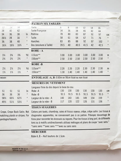 NEW LOOK Sewing Pattern 6345, 90's Slip Dress Style Buttons Down Sides Size 6-16