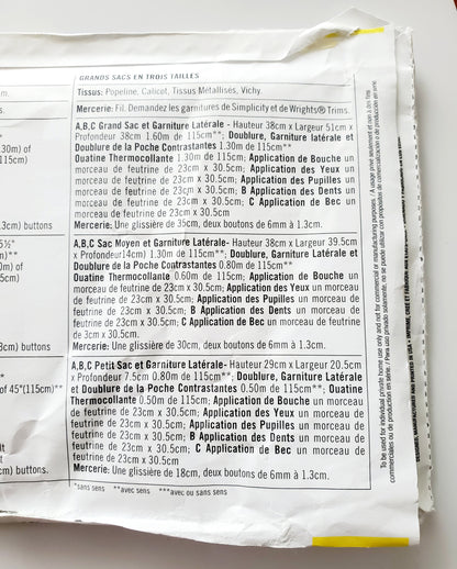 SIMPLICITY Sewing Pattern 1631, Bag, Craft, Kids, Swimming Bags