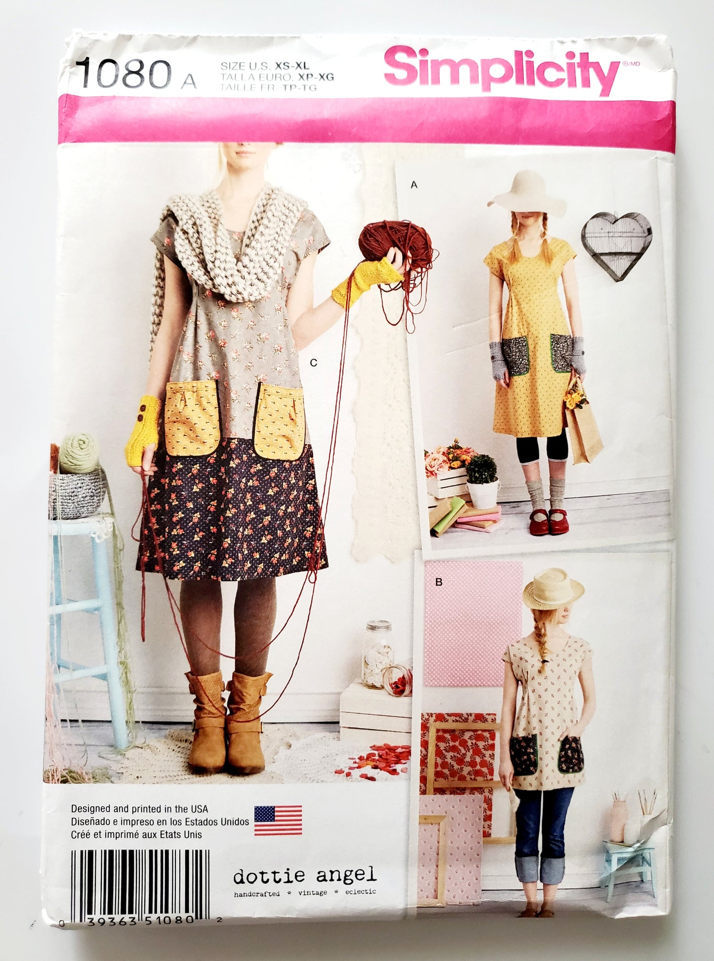 SIMPLICITY Sewing Pattern, 1080, Dress, Tunic, Pockets, Dottie Angel, Size 6-24