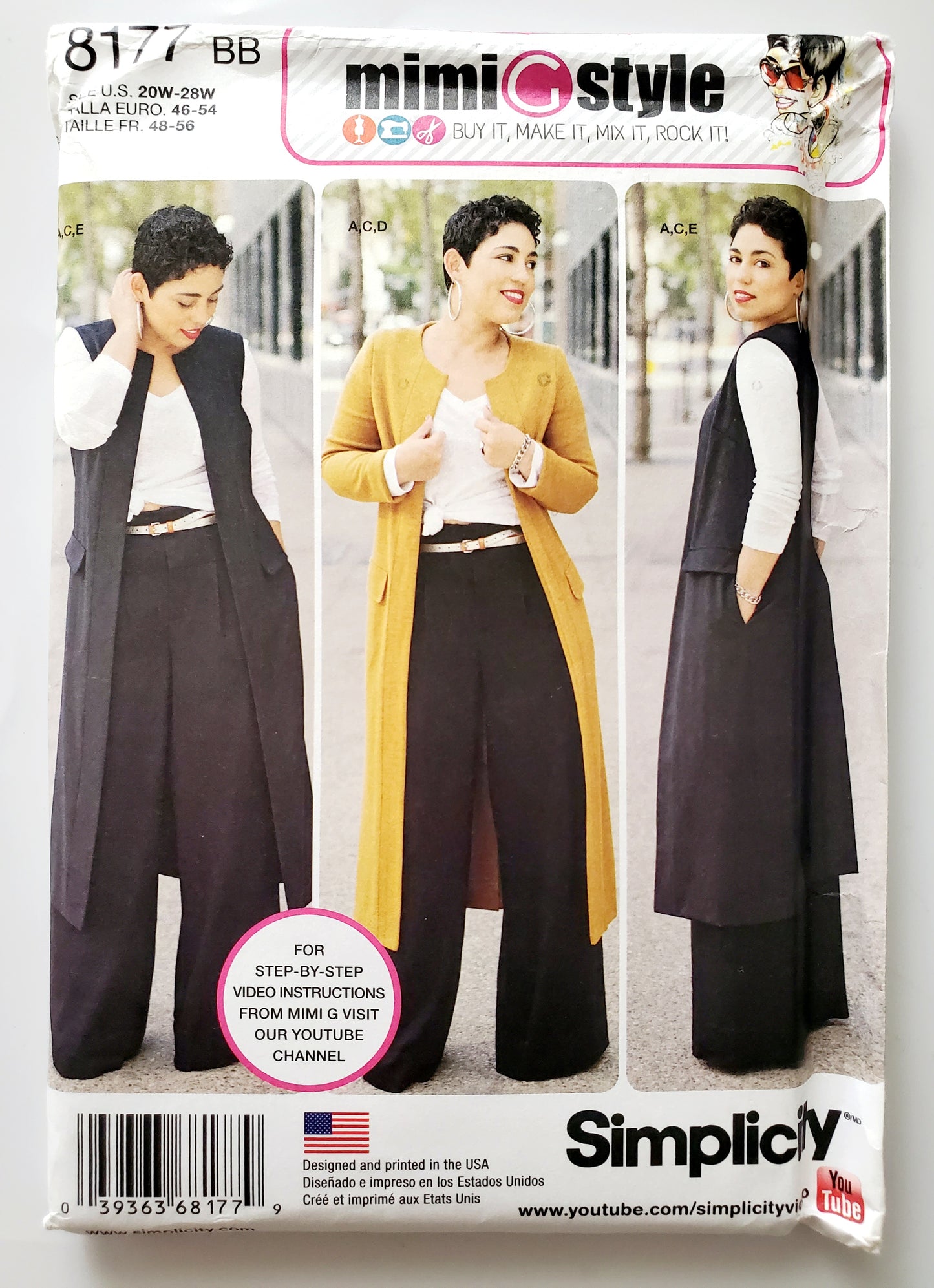 SIMPLICITY Sewing Pattern 8177, Pants, Coat, Unlined Coat, Vest, Knit Top, Outfit, Size 20-28