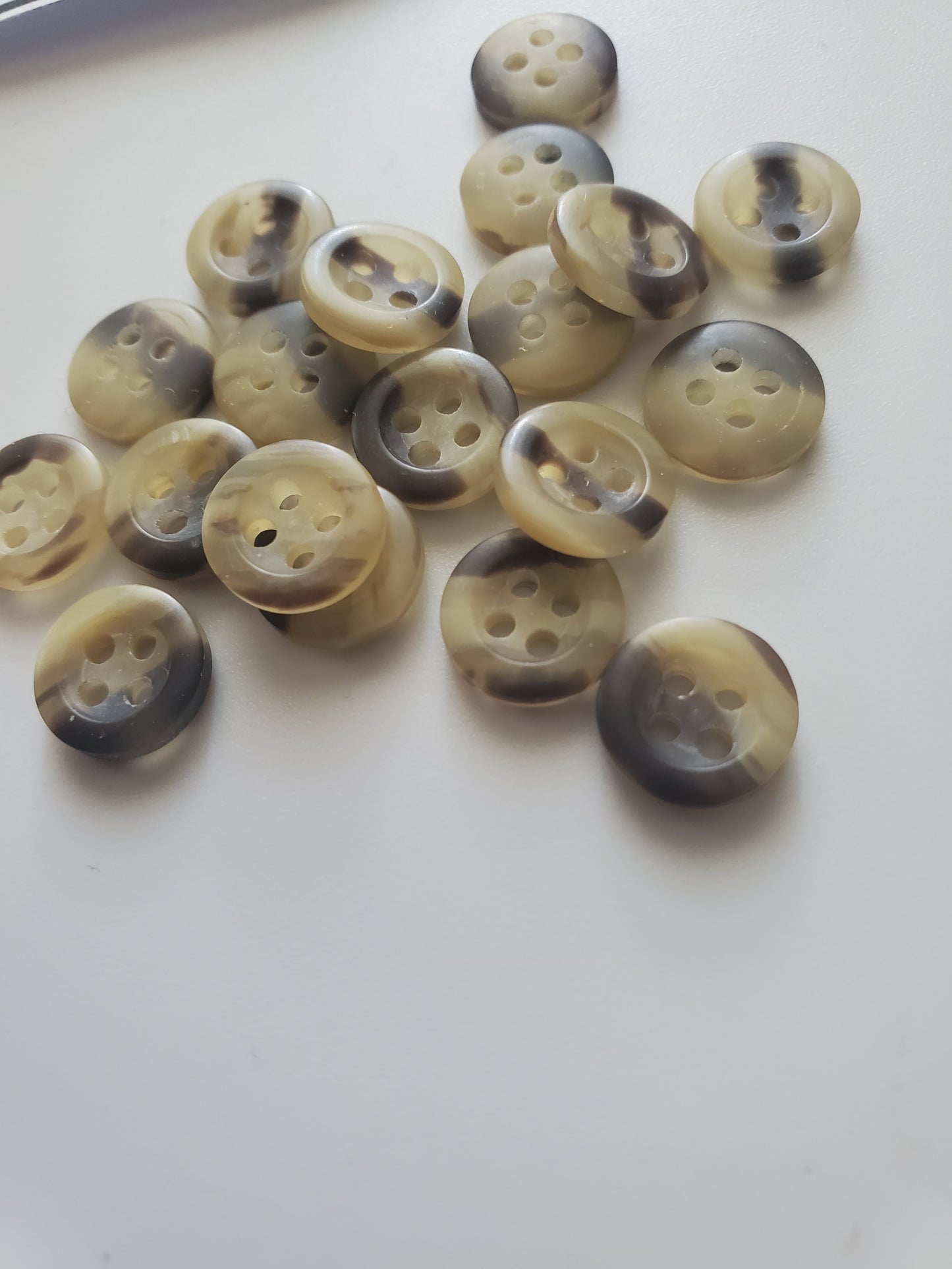 Brown Round 4-Holed Buttons, Size 10mm, 1cm, Plastic QTY 19