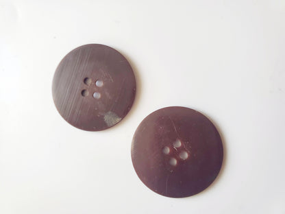 Large Brown Round Bakelite Sewing Buttons, 4-Holed Buttons, Size 35mm, 3.5cm, Plastic QTY 2
