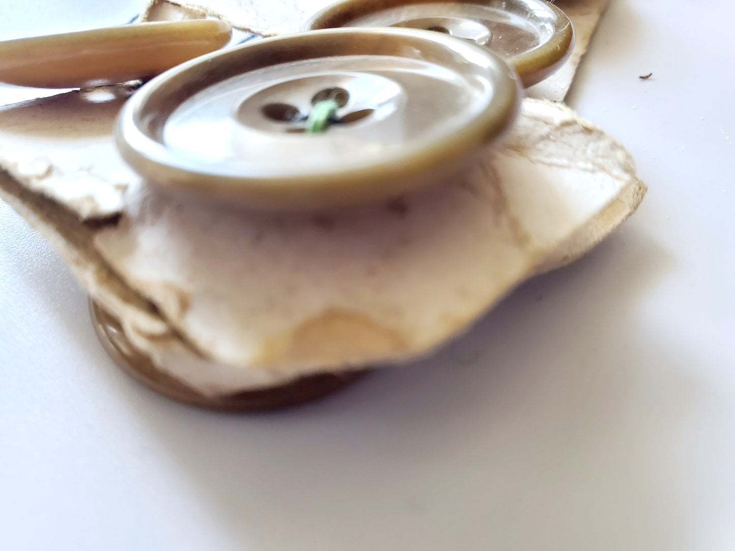 Vintage Brown Round 4-Holed Buttons, Size 28mm, 2.8cm, Plastic QTY 5