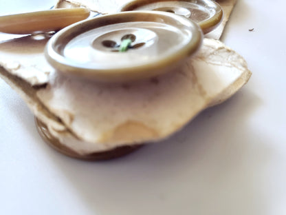 Vintage Brown Round 4-Holed Buttons, Size 28mm, 2.8cm, Plastic QTY 5