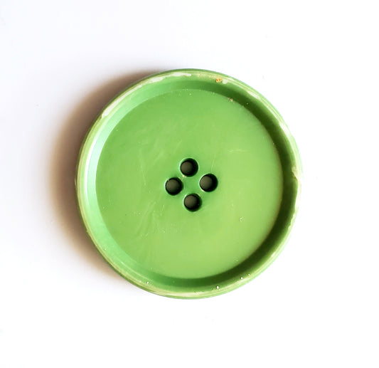 1 Green Large Sewing Button, 4-Holed Button, Size 35mm, 3.5cm, Plastic QTY 1