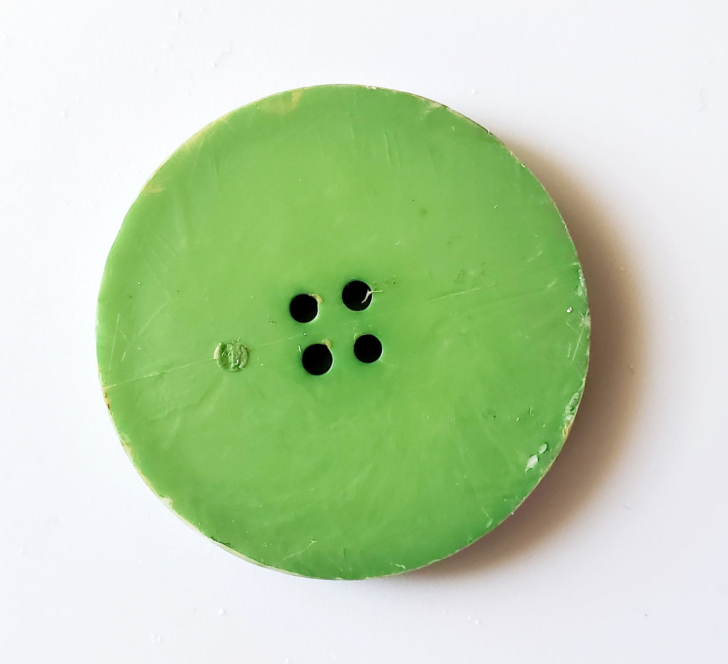 1 Green Large Sewing Button, 4-Holed Button, Size 35mm, 3.5cm, Plastic QTY 1