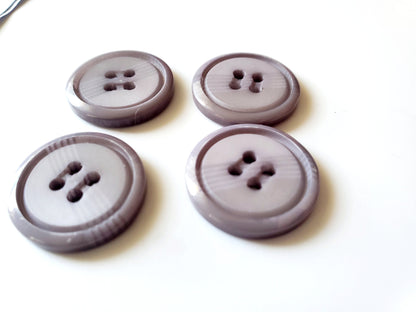 Purple Round 4-Holed Sewing Buttons, Size 20mm, 2cm, Plastic, QTY 4