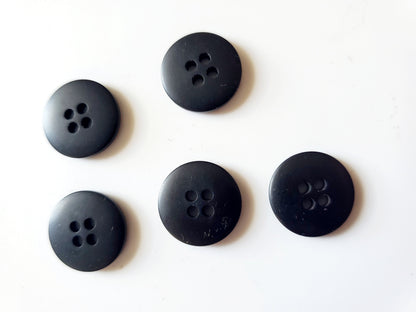 Black Round 4-Holed Sewing Buttons, Size 15mm, 1.5cm, Plastic QTY 5