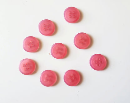Small Pink Round 4-Holed Buttons, Size 10mm, 1cm, Plastic, QTY9