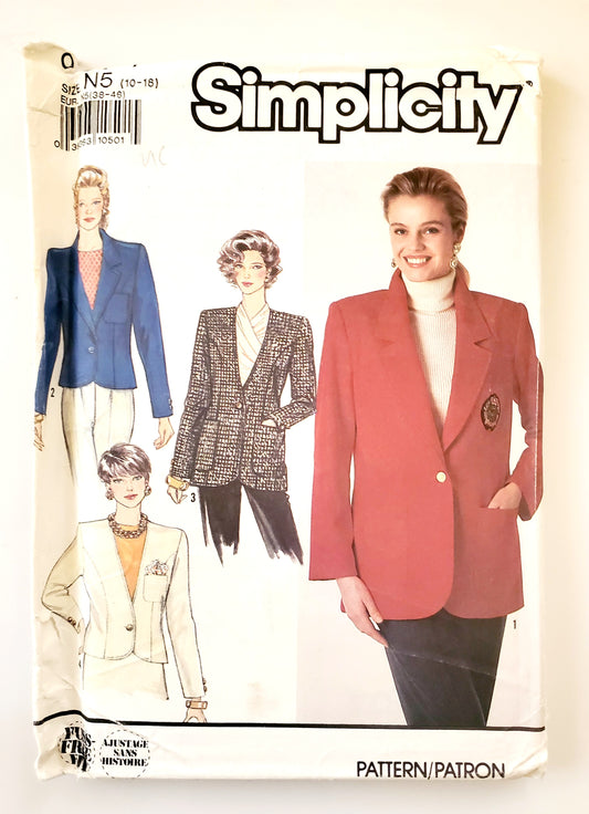 SIMPLICITY Sewing Pattern 9874, Jacket, Lined, Semi-Fitted, Size 10-18