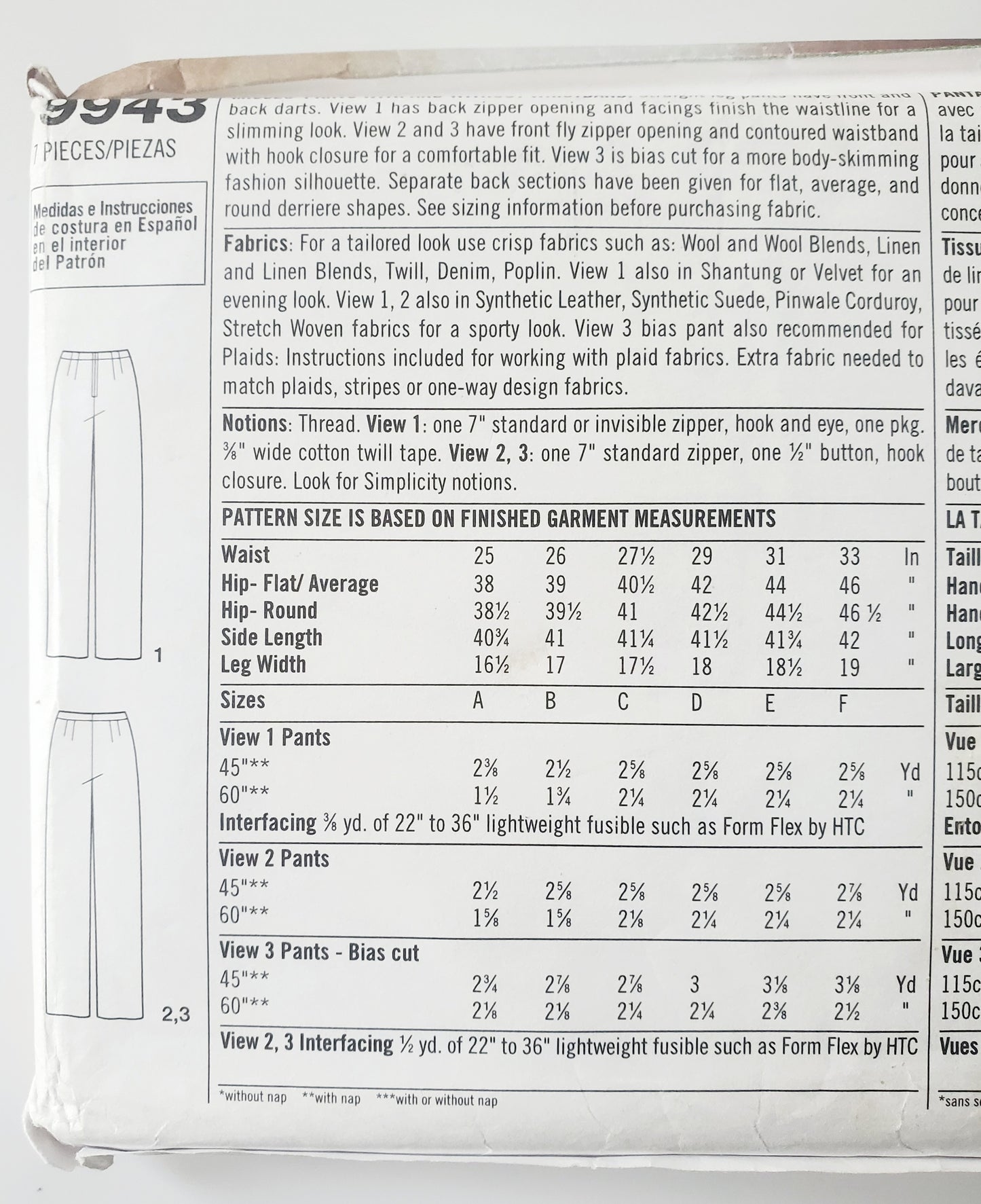 SIMPLICITY Sewing Pattern 9943, Pants, Fit Rules, Straight Leg Pants, Size 6-16