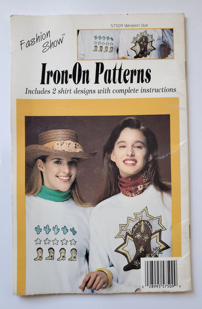 Vintage Iron on Patterns Booklet - Western Star - Cactus, Stars, Cowgirl Boots