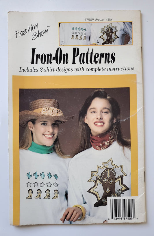 Vintage Iron on Patterns Booklet - Western Star - Cactus, Stars, Cowgirl Boots