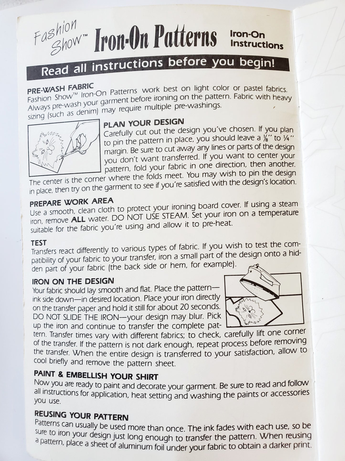 Vintage Iron on Patterns Booklet - Western Star - Cactus, Stars, Cowgirl Boots