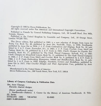 Favorite Charted Designs by Anne Orr. 119 in Full Colour Dover Needlework Series