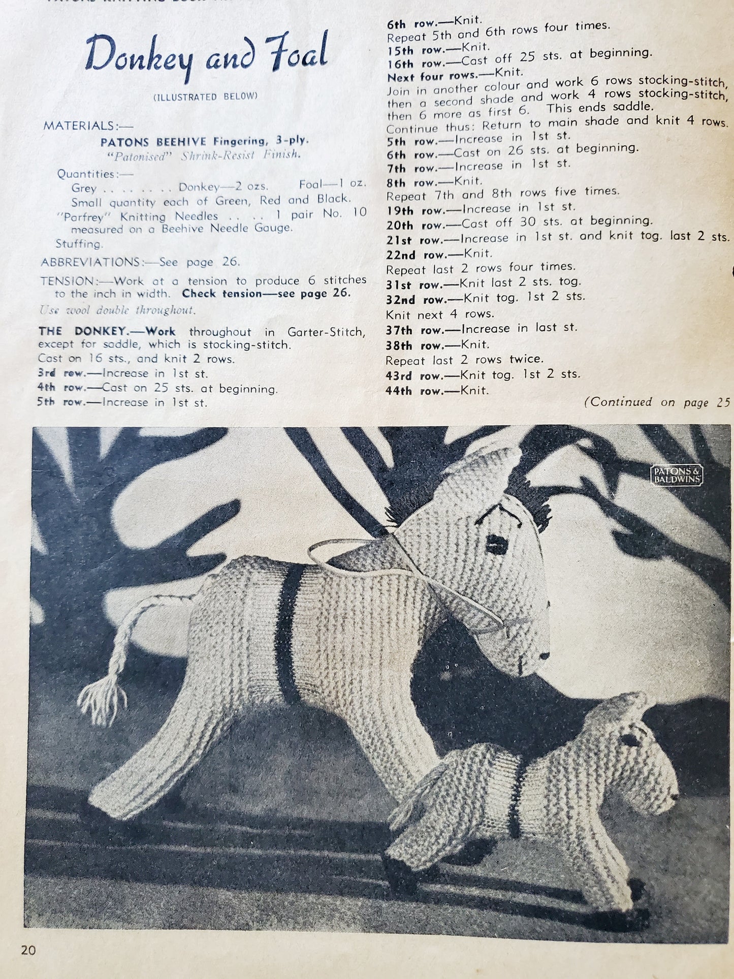 Vintage 1950's Patons Knitting Book No. 252. Tea Cozy Lampshade Bag Toy Rugs