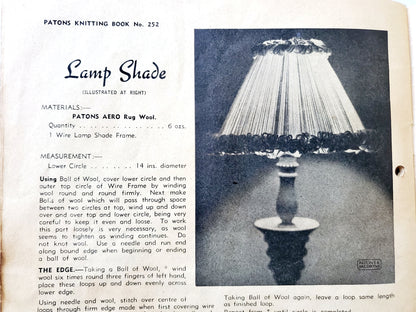 Vintage 1950's Patons Knitting Book No. 252. Tea Cozy Lampshade Bag Toy Rugs