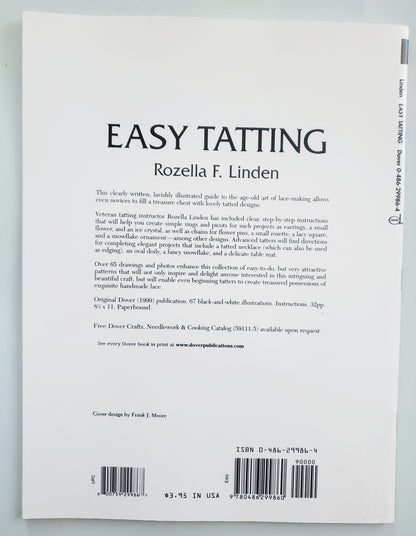EASY TATTING - Rozella F. Linden, Dover Needlework Series, Original Vintage Book