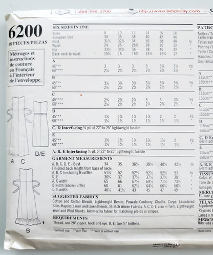NEW LOOK Sewing Pattern 6200, Sleeveless Dress With Wrap Style Front 8-18