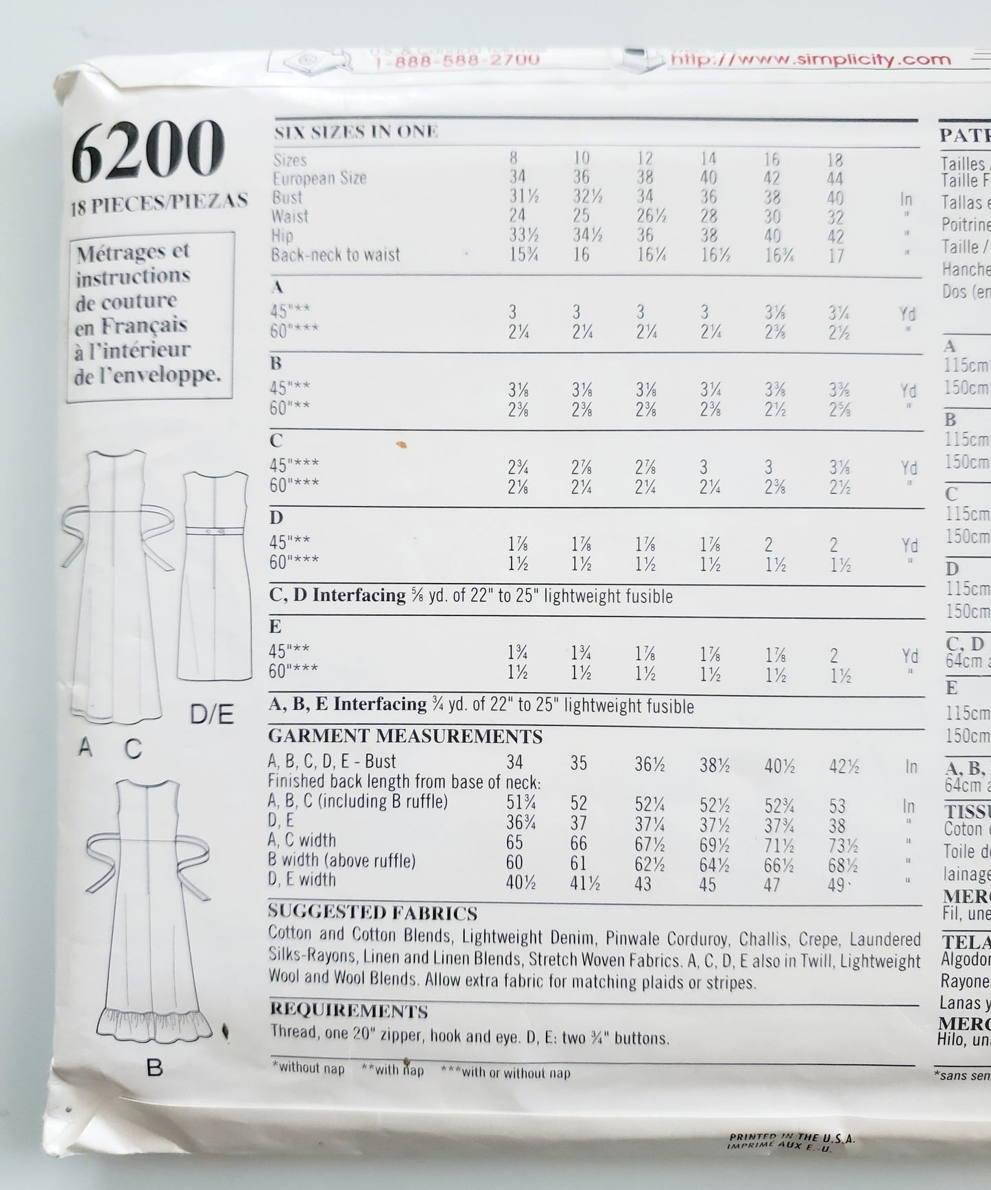 NEW LOOK Sewing Pattern 6200, Sleeveless Dress With Wrap Style Front 8-18