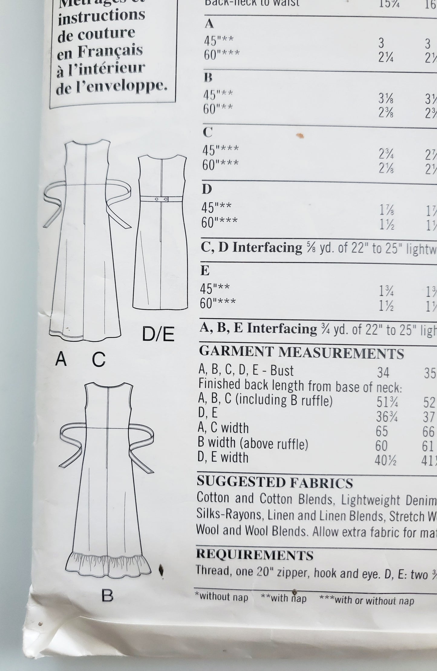NEW LOOK Sewing Pattern 6200, Sleeveless Dress With Wrap Style Front 8-18