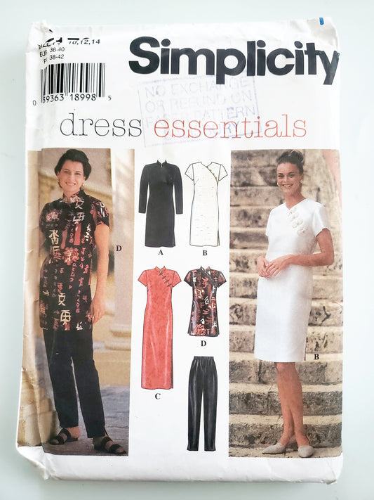 SIMPLICITY 7178, Oriental Dress, Top, Pants, Mandarin Collar, Frog Closures, Size 10-14