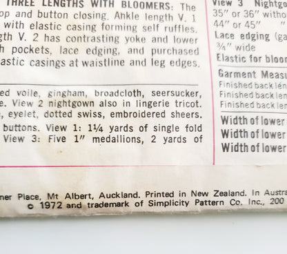 SIMPLICITY Vintage Sewing Pattern 5030, Womans, Nightgown, Bloomers, Size 8-10
