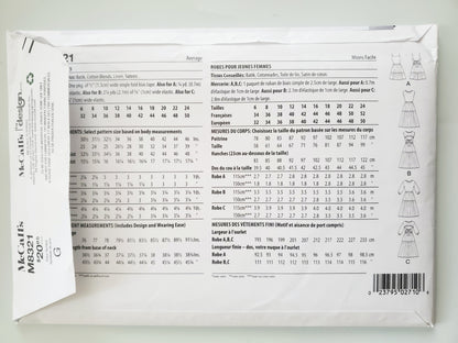MCCALLS Sewing Pattern M8321, Tiered Dress with Back Cut Out Size 16-24