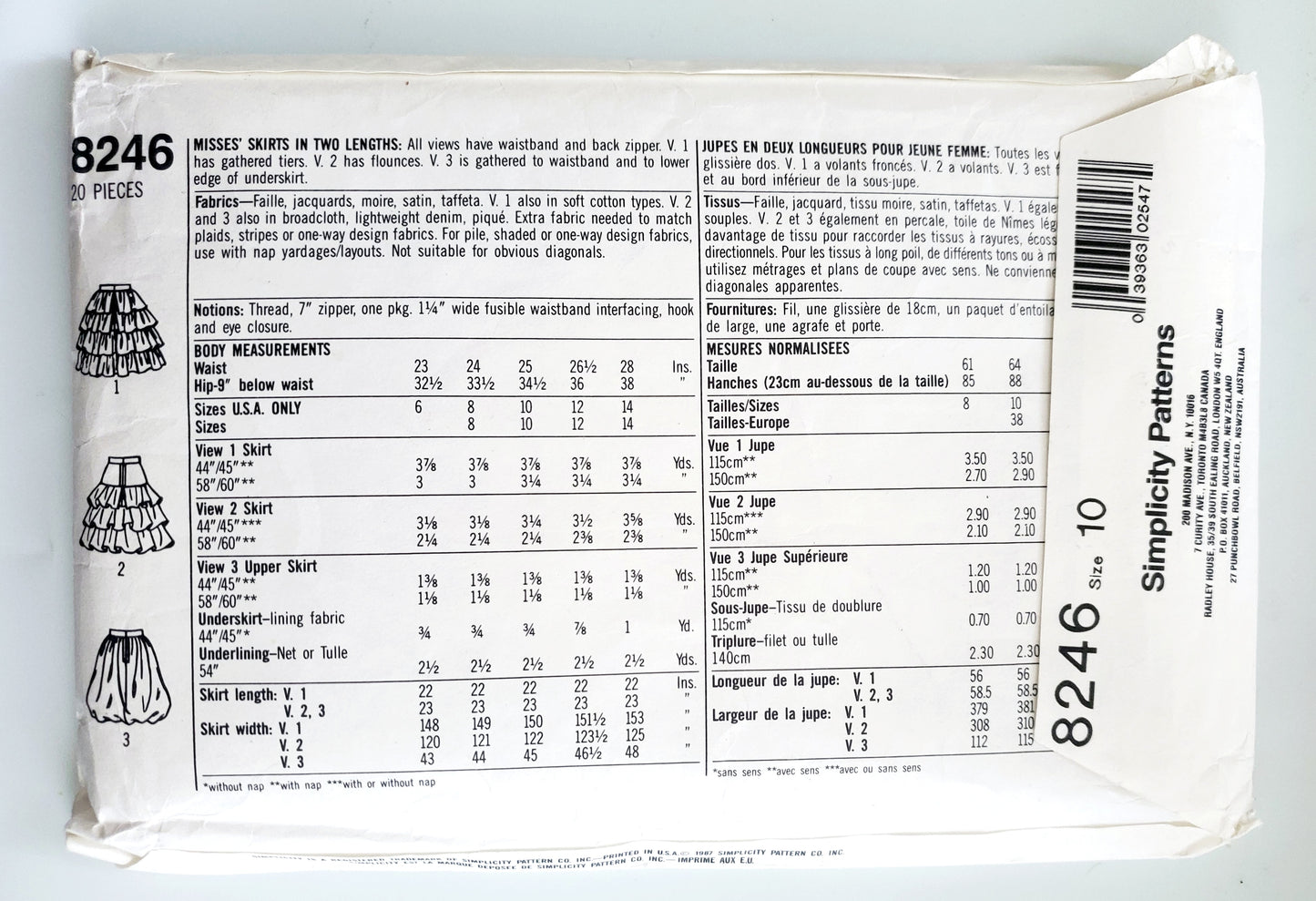 SIMPLICITY Sewing Pattern 8246 Flamenco Skirt, Ruffles, Dance, Party Skirt, Size 10