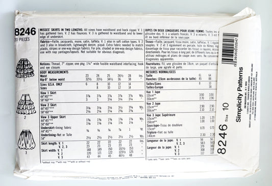 SIMPLICITY Sewing Pattern 8246 Flamenco Skirt, Ruffles, Dance, Party Skirt, Size 10