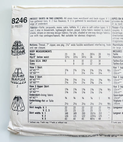 SIMPLICITY Sewing Pattern 8246 Flamenco Skirt, Ruffles, Dance, Party Skirt, Size 10