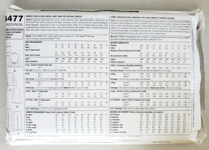 SIMPLICITY Sewing Pattern 4477, Pants Skirt, Wrap Tops, Knit Camisole Plus Size 18-24