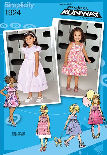 SIMPLICITY Sewing Pattern 1924 Girls Toddlers Dress with Bodice & Trims SIZE 4-8