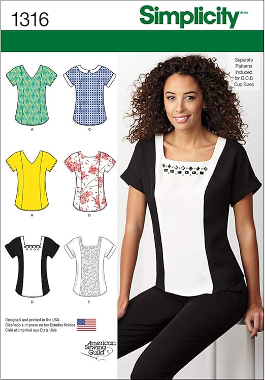 SIMPLICITY Sewing Pattern 1316 Tops with Neckline Variations/ SIZE 6-14