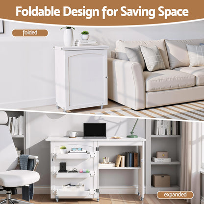 Artiss Folding Sewing Table, Sewing Machine Desk, Multi-functional, Rolling Work Table Craft Station