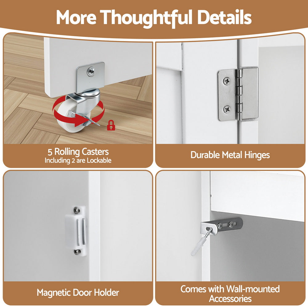 Artiss Folding Sewing Table, Sewing Machine Desk, Multi-functional, Rolling Work Table Craft Station