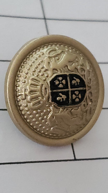 Shank Sewing Buttons, Emblem, Gold, Black, Round, Size 1.5cm, 2cm, Plastic, QTY 10