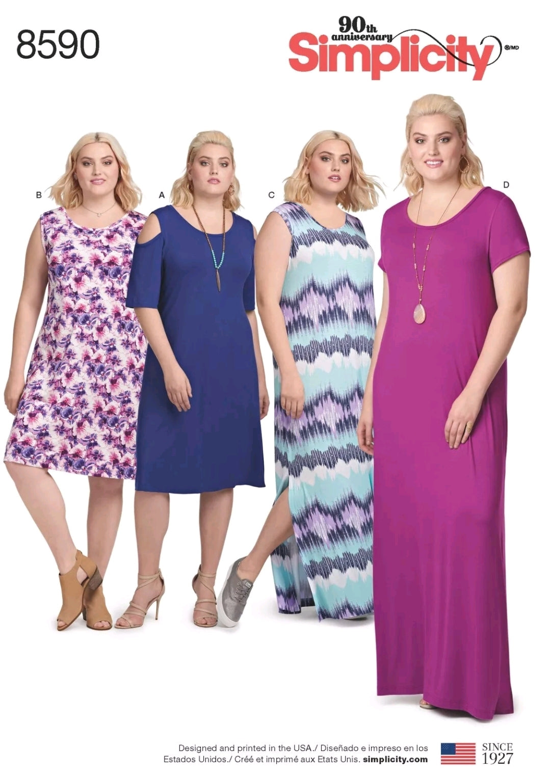 SIMPLICITY Sewing Pattern 8590, Dress, Knit Dress, Plus Size, Size 22-40