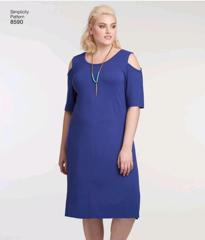 SIMPLICITY Sewing Pattern 8590, Dress, Knit Dress, Plus Size, Size 22-40